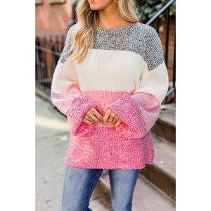 Pink Lily Colorblock Sweater Small
